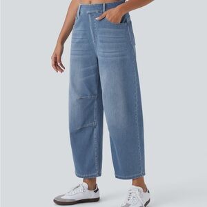 Halara Flex™ Mid Rise Pockets Barrel Leg Casual
Jeans
